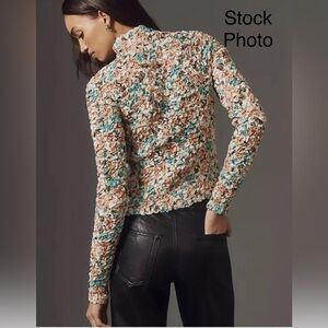 Dolan Left Coast Anthropologie Floral Popcorn Pebble Smocked Mock Neck Top - XL